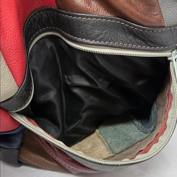 Patchwork Leather Hobo Bag Boho Slouchy Shoulder Purse Y2K artisan Indie - Picture 7 of 12